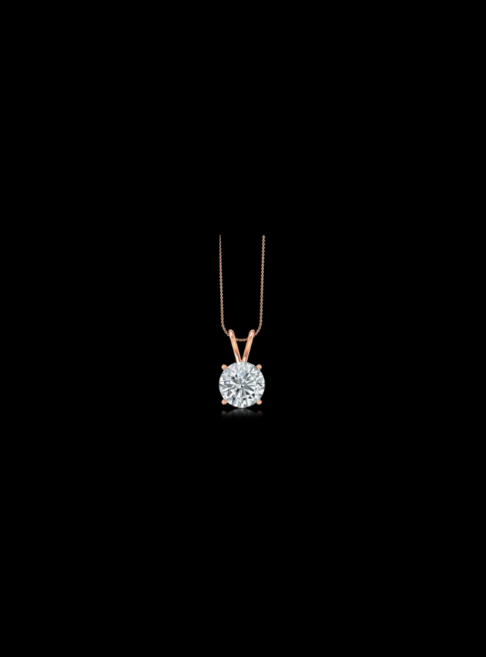 Lab Grown Diamond Solitaire Pendant-14K Rose Gold-4 Prong Basket- Round 0.25 Ct TW